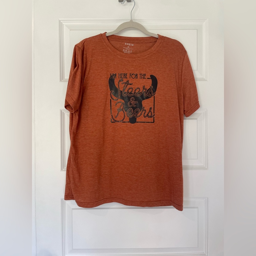 SHEIN- Rust Orange- Steer Tshirt- Size XL